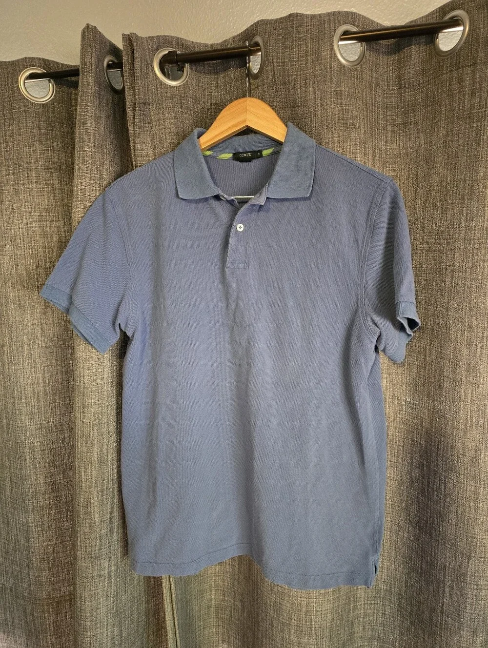 J.Crew Classic Textured Cotton Knit Polo Shirt Slate Blue Small